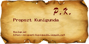 Propszt Kunigunda névjegykártya